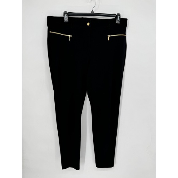 Michael Kors Pants - Michael Kors Skinny Trousers Womens 18W Black Good Gold Zip Hardware Stretch